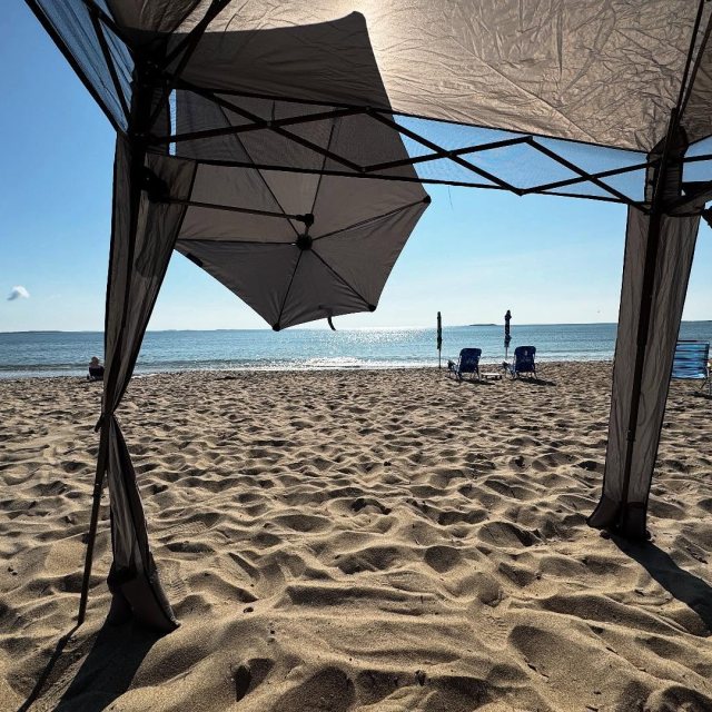 The real view with added umbrella for nerdy shade. #sunsensitive #beachlife #happy4thofjuly